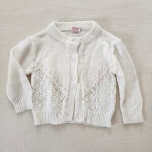 Vintage Off-White Girly Knit Cardigan 18-24 months *missing button